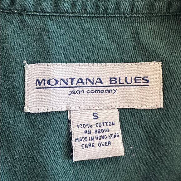 VTG 90s Embroidered Birds Button Up Shirt Birdhouse Green S Cottage Whimsical - Picture 7 of 9